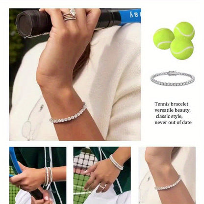 925 Sterling Silver 5mm Moissanite Tennis Bracelet – Sparkling Lab Diamond Hip Hop Luxury Jewelry Gift for Women, Banquet Wedding Anniversary Birthday Christmas Mother's Day