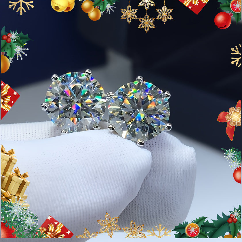 Moissanite Stud Earrings 925 Sterling Silver 0.5 1 2 3 Carat Diamond Alternative Earrings for Women Elegant Korean Japanese Style Hypoallergenic Jewelry Gift