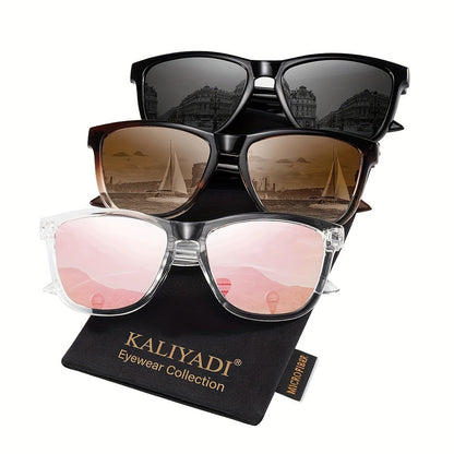 KALIYADI Women's Polarized Sunglasses 3-Pack – Trendy Fashion Shades for Shopping Street Photography Decoration, UV Protection Stylish Eyewear Gift Set in Multiple Color Combinations