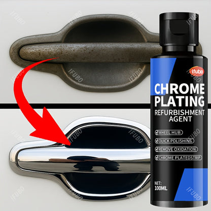 Chrome Polish Refurbishment Agent 3.38oz – Removes Oxidation & Restores Shine on Car Door Handles Window Trim Bumpers Wheels & Badges – Universal Chrome Cleaner & Repair Polish