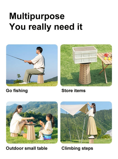 2-Pack Collapsible Folding Stool – 400 lbs Capacity Portable Telescopic Camping Stool, Compact Storage for Travel, Camping, Hiking, Fishing & Backyard BBQ – Lightweight Plastic Seat, Men's Gift
