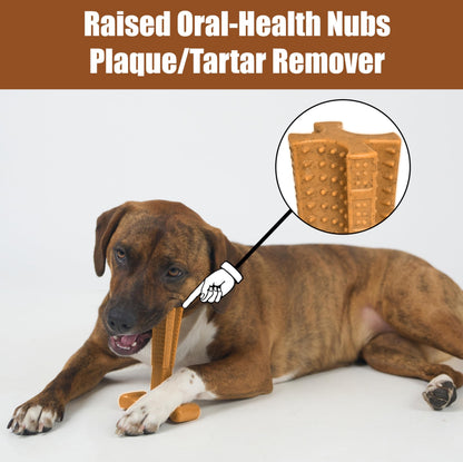 T-Shaped Dog Dental Chew Toy – Durable Non-Splintering Plastic Chew Toy with Textured Ridges & Ergonomic Grip for Aggressive Chewers, Teething Puppies & Adult Dogs, Teeth Cleaning Dog Toy
