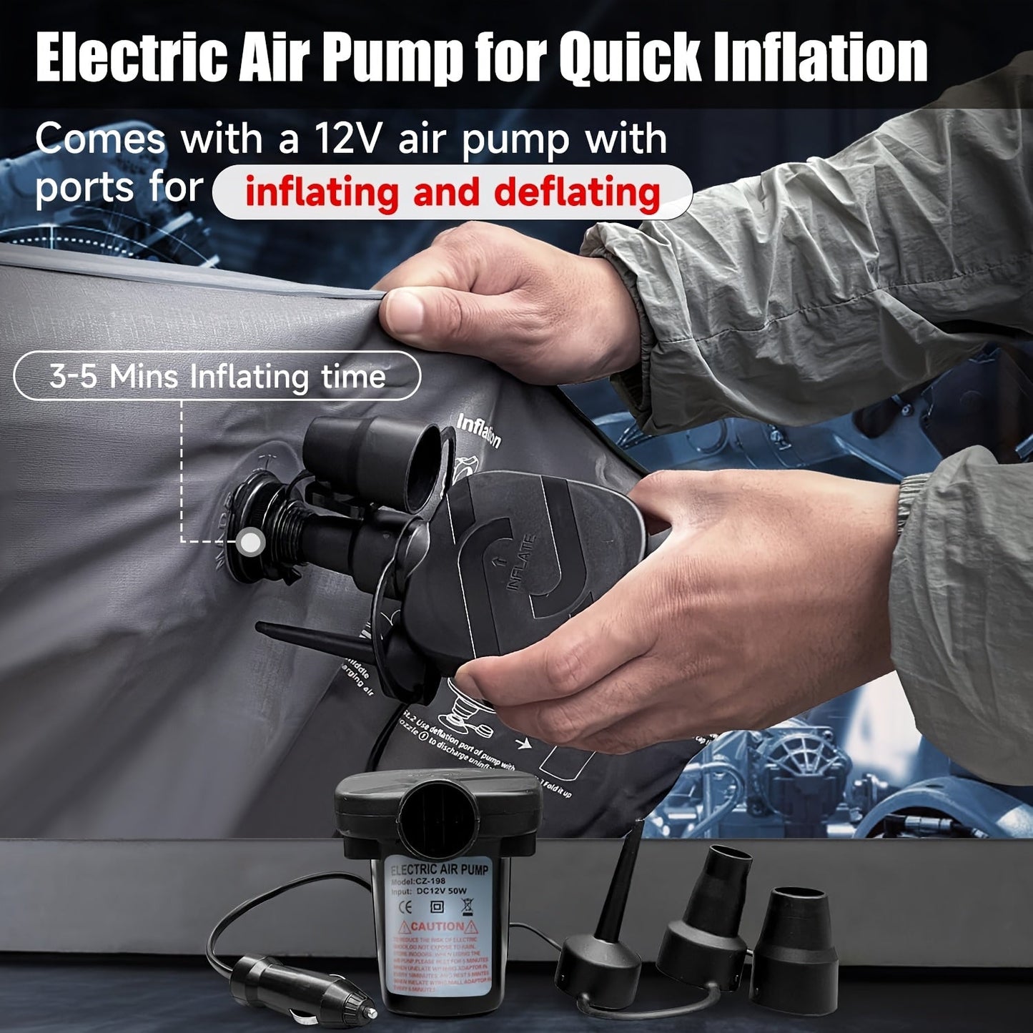 Inflatable Car Mattress for Back Seat SUV Truck MPV – Portable Air Bed with 2 Pillows for Camping Road Trips Outdoor Travel Dark Blue