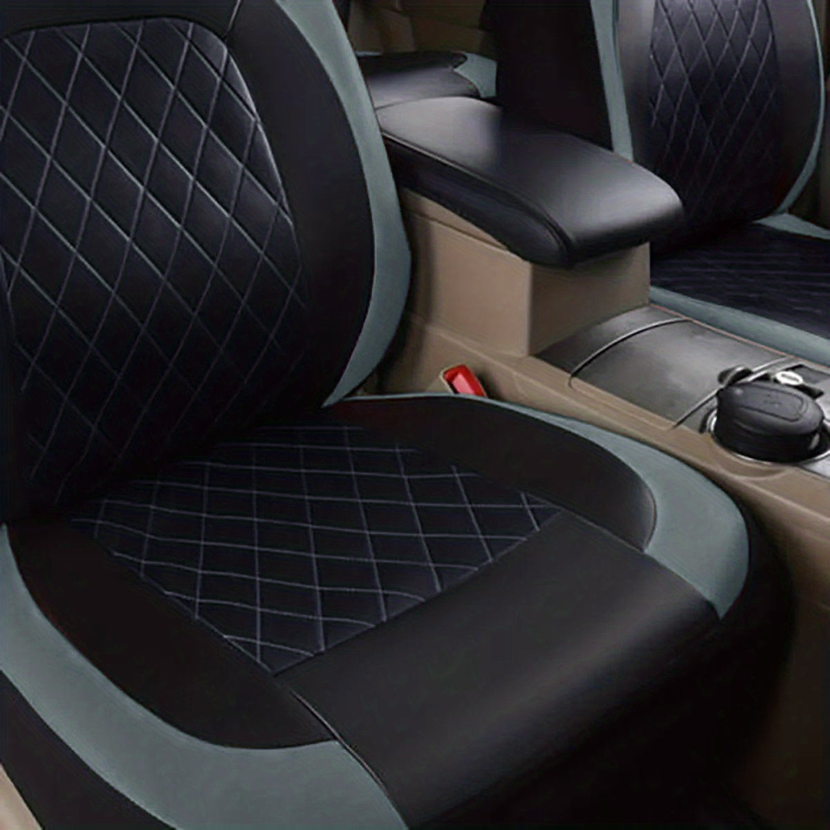 PU Leather Car Seat Covers Universal Fit Waterproof Quilted All-Season with Sponge Padding for Cars SUVs Trucks Gray Black Red Blue Single or 12-Piece Set