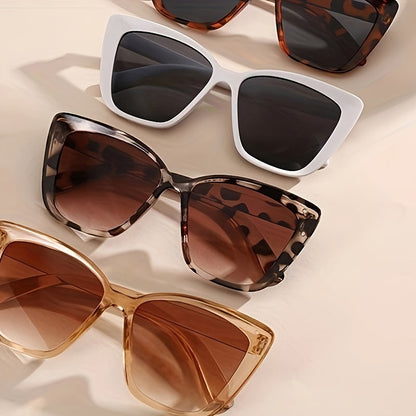 5Pcs Women's Cat Eye Sunglasses Set – Tortoiseshell Large Frame UV Protection Fashion Eyewear with Protective Case & Microfiber Cloth, Stylish Shades for Driving, Outdoor & Everyday Wear