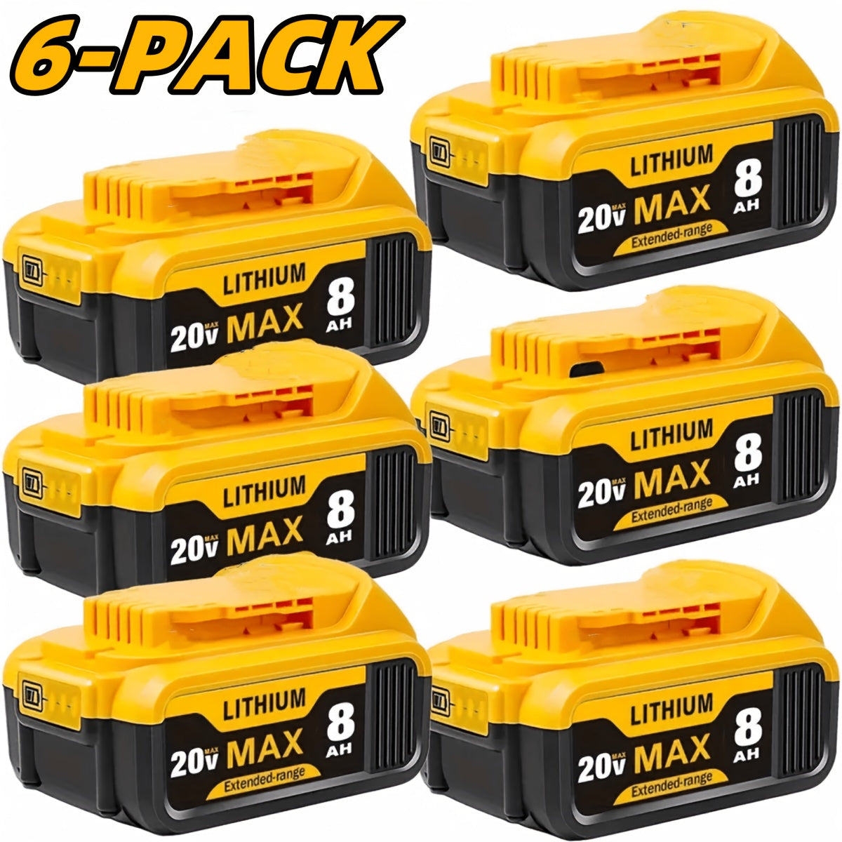 20V 8.0Ah Lithium-Ion Replacement Battery for DeWalt Cordless Tools – Compatible with DCB200, DCB205, DCB206, DCB204, DCB180 & DCD/DCF/DCG/DCS Series