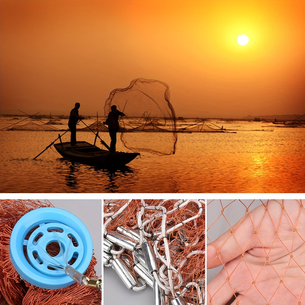 Cast Net for Fishing with Zinc Sinkers & Strong Nylon Mesh – Large Diameter Throw Net for Saltwater & Freshwater, 2.4M 3.6M 4.8M Options for Bass, Bait & Trap Fishing