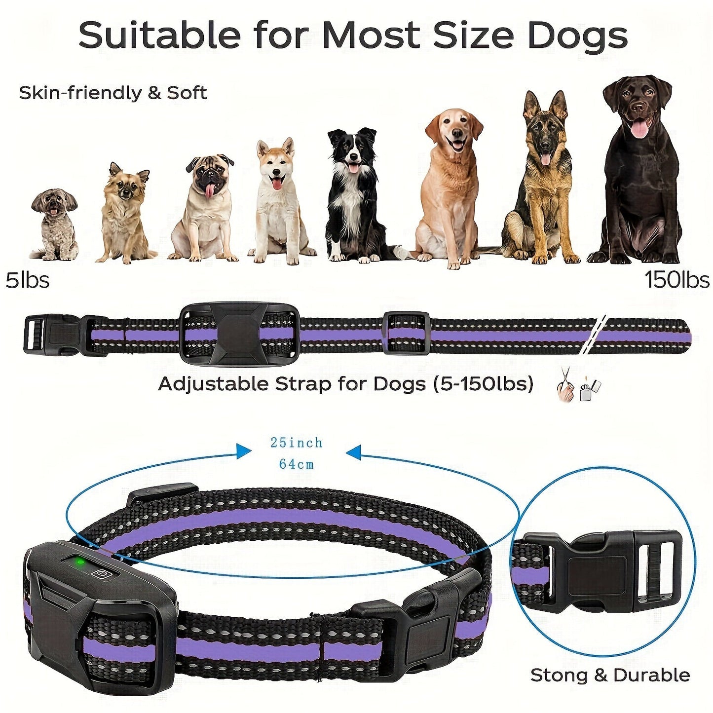 Dog Training Collar with Remote – 4150ft Range, Shock Vibration & Beep Modes, Rechargeable E-Collar for Small to Large Dogs 5-150lbs, 1 Dog & 2 Dog Options, Purple