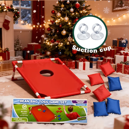 Portable Cornhole Game Set with 6 Bean Bags Red & Blue Gift Box, Backyard Toss Game for Family Outdoor Activities Travel Parties Gatherings, Easy Setup Throwing Game for Ages 5 and Up