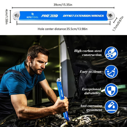 2-in-1 Ratchet Offset Extension Wrench 180° Swivel – 1/2", 1/4" & 3/8" Square Drive Adapters, High Torque Non-Slip Handle, Durable Metal for Automotive Repair, Tight Spaces & DIY Hand Tool Work