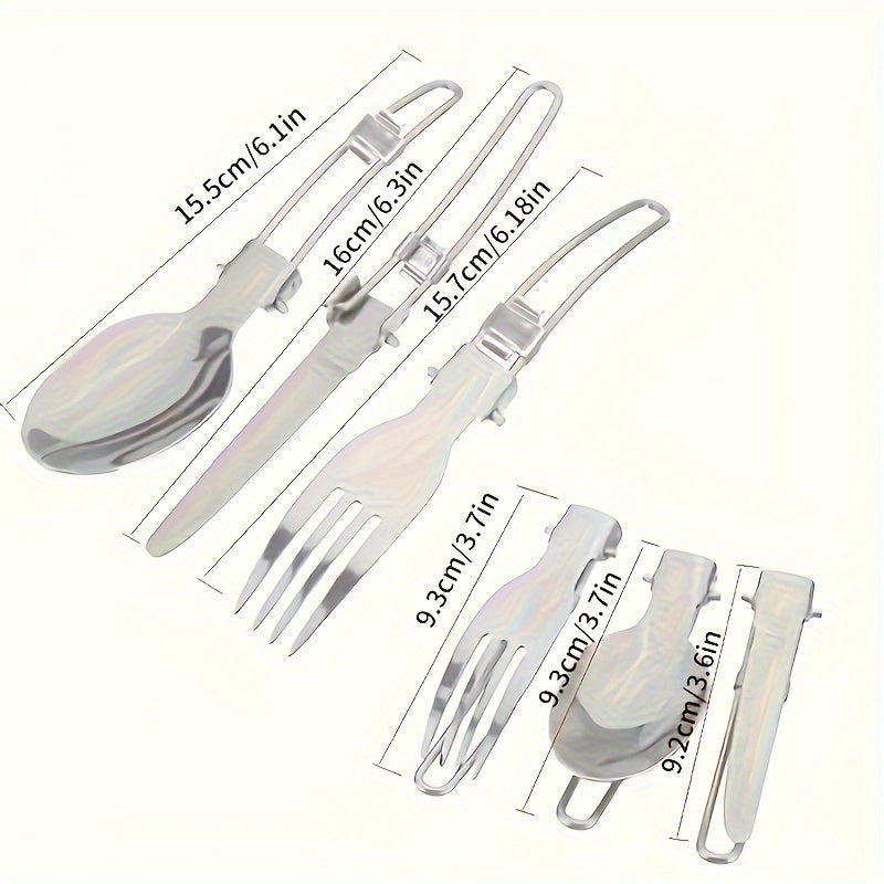 304 Stainless Steel Camping Cookware Set with Foldable Storage – Durable Compact Pot with Knives & Forks Utensils for Outdoor Backpacking Hiking Picnics & Camping, Green & Orange, Lightweight Camp Kitchen Kit
