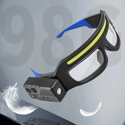 LED Glasses Headlamp – Head-Mounted Flashlight with Adjustable Brightness, Rotatable Beam & Strobe Mode for Night Running, Cycling, Fishing, Camping & Craft Work – Cool Design Outdoor Head Torch