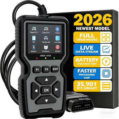 OBD2 Scanner Diagnostic Tool Universal Check Engine Code Reader with Reset Function Mode 6 & 8 I/M Readiness Test – Compatible with All 1996+ OBDII Cars Trucks SUVs – Grey