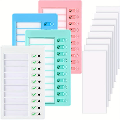 Chore Chart 4 Pack – Plastic Checklist Task Boards with 10 Detachable Cardstock To-Do Lists for Home Routine Planning, Kids Chores, Family Schedule & Daily Task Tracking