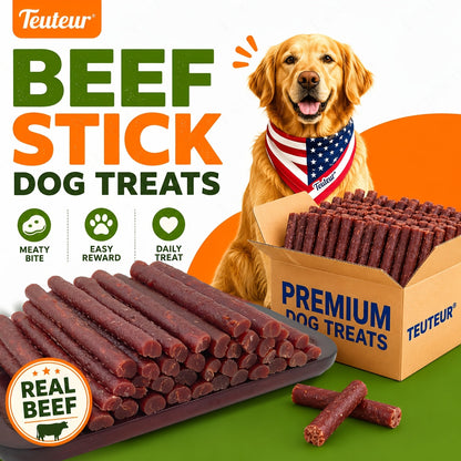 Premium Natural Beef Sticks Dog Treats – High Protein Grain-Free Beef Jerky & Molar Chews for Puppies, Adult Small Medium Large Dogs, Long-Lasting Training Rewards for All Breeds