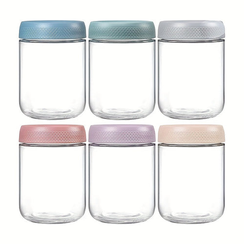 6-Pack 16oz Glass Mason Jars with Airtight Lids – Wide Mouth Overnight Oats Containers, Meal Prep Food Storage Jars for Yogurt, Salad, Snacks, Spice, Sugar – BPA-Free Kitchen Organizer Set