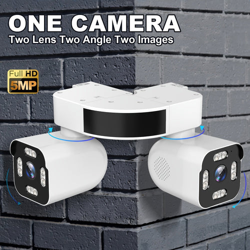 Dual Lens PTZ Security Camera Outdoor WiFi – 360° Pan Tilt Zoom 5MP, 10x Electric Zoom, Motion Detection, Two-Way Audio, Siren Alarm, Color Night Vision, App Control, Home Surveillance Camera