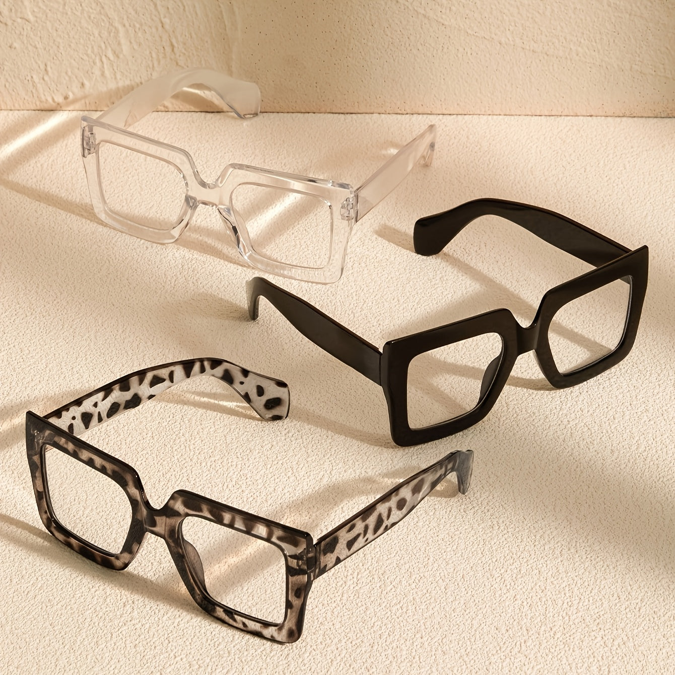 Vintage Square Full Rim Clear Lens Glasses Set 3pcs 4pcs Polycarbonate Fashion Eyewear for Women Men - Retro Office Everyday Blue Light Blocking Style Frames