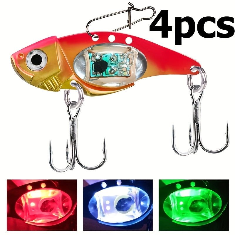 Electronic Fish Shaped Fishing Lure with LED Light, Sound & Vibration – Aluminum Alloy Bait Attracts Fish from 500 Meters, Outdoor Fishing Equipment for Bass, Saltwater & Freshwater – 1/2/3/4 Pack