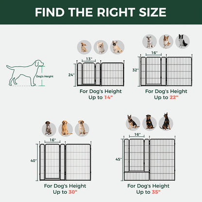 FXW Dog Playpen Heavy Duty Metal Pet Fence with Gate – 8/16/24/32/48 Panels, 24/32/40 Inch Height, Indoor & Outdoor Exercise Pen for Large Medium Small Dogs, Portable Yard Garden RV Camping Enclosure