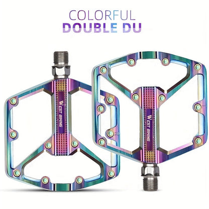 Aluminum Alloy Bike Pedals 3 Bearings Non-Slip Lightweight Bicycle Pedals with Hexagonal Sleeve for Mountain Bikes & Road Bikes – Easy Install, Durable Multi-Color Cycling Accessories, 1 Pair
