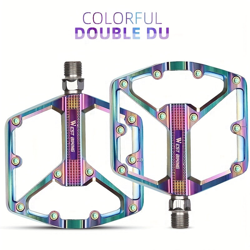 Aluminum Alloy Bike Pedals 3 Bearings Non-Slip Lightweight Bicycle Pedals with Hexagonal Sleeve for Mountain Bikes & Road Bikes – Easy Install, Durable Multi-Color Cycling Accessories, 1 Pair