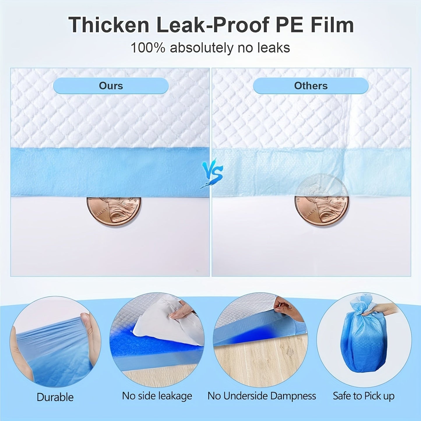 Dog Pee Pads XXXXL Extra Large 8-Layer Super Absorbent Leakproof Disposable Puppy Training Pads – 40/60/80/120 Count – For Dogs, Cats, Rabbits & Post-Surgery Use – Velora