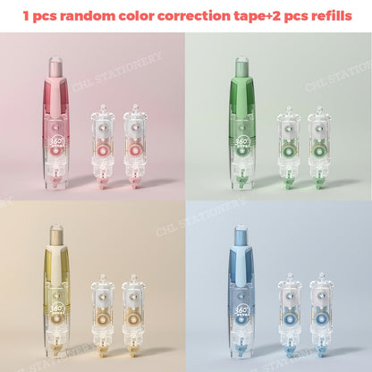 Retractable Correction Tape with Refills – Mess-Free Instant Error Correction for School Office & Home, 1pc + 2 Refills or 4-Pack + 8 Refills, Smooth Dry Correction Tape Back to School Supplies