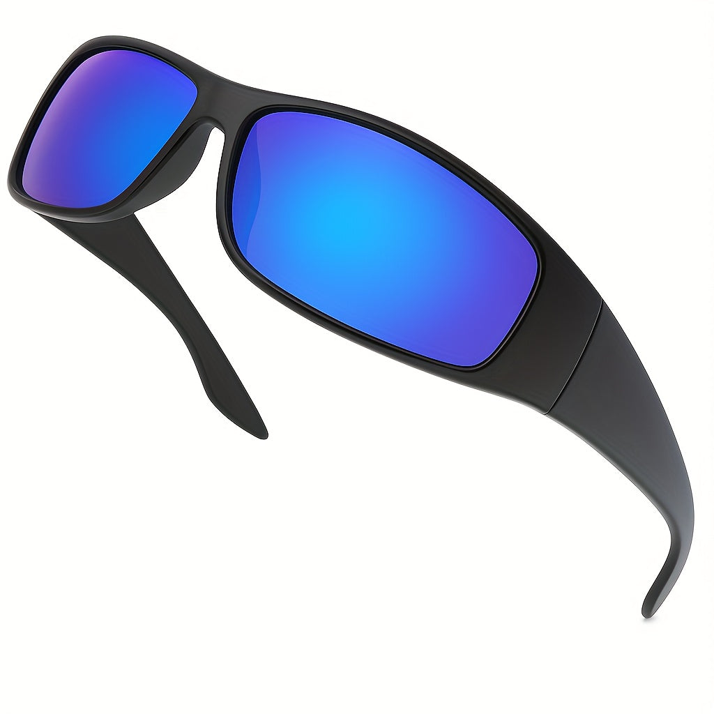 Super Dark Polarized Wrap Around Sunglasses for Men & Women – UV400 Protection, Lightweight Sport Eyewear, Glossy & Matte Frame, Black Blue Yellow Lens, Driving Cycling Fishing Hiking Outdoor