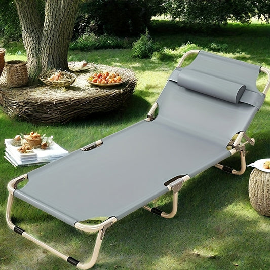 1200D Folding Camping Bed – Portable Outdoor Sleeping Cot Without Mattress for Camping Beach Patio Sunbathing Poolside, Durable Oxford Fabric Easy Setup, Gray