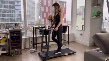 Portable Foldable Treadmill 3.0 HP with 300 LBS Capacity & Handle Bar – Compact Folding Walking Running Treadmill with LED Display for Home Office, Small Space Cardio Fitness Equipment