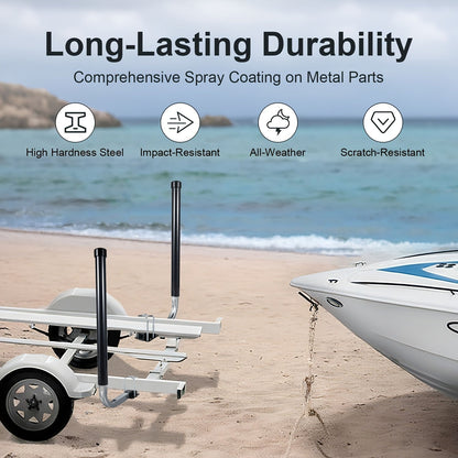Adjustable Boat Trailer Guide Poles 31"-60" L-Shaped Galvanized Stainless Steel with Black PVC Pipes - Trailer Guide Ons for Ski Boat, Fishing Boat & Sailboat Trailer