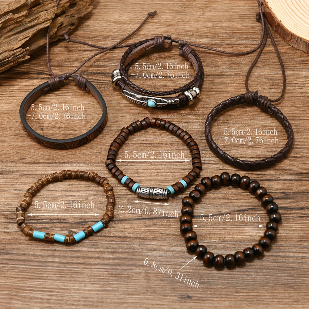24pcs Boho Bracelet Set for Women – Turquoise Bead, Woven PU Leather & Flower Pendant Stackable Bracelets, Bohemian Western Denim Style Jewelry, Layered Wrist Stack Gift Set for Teen Girls & Adults