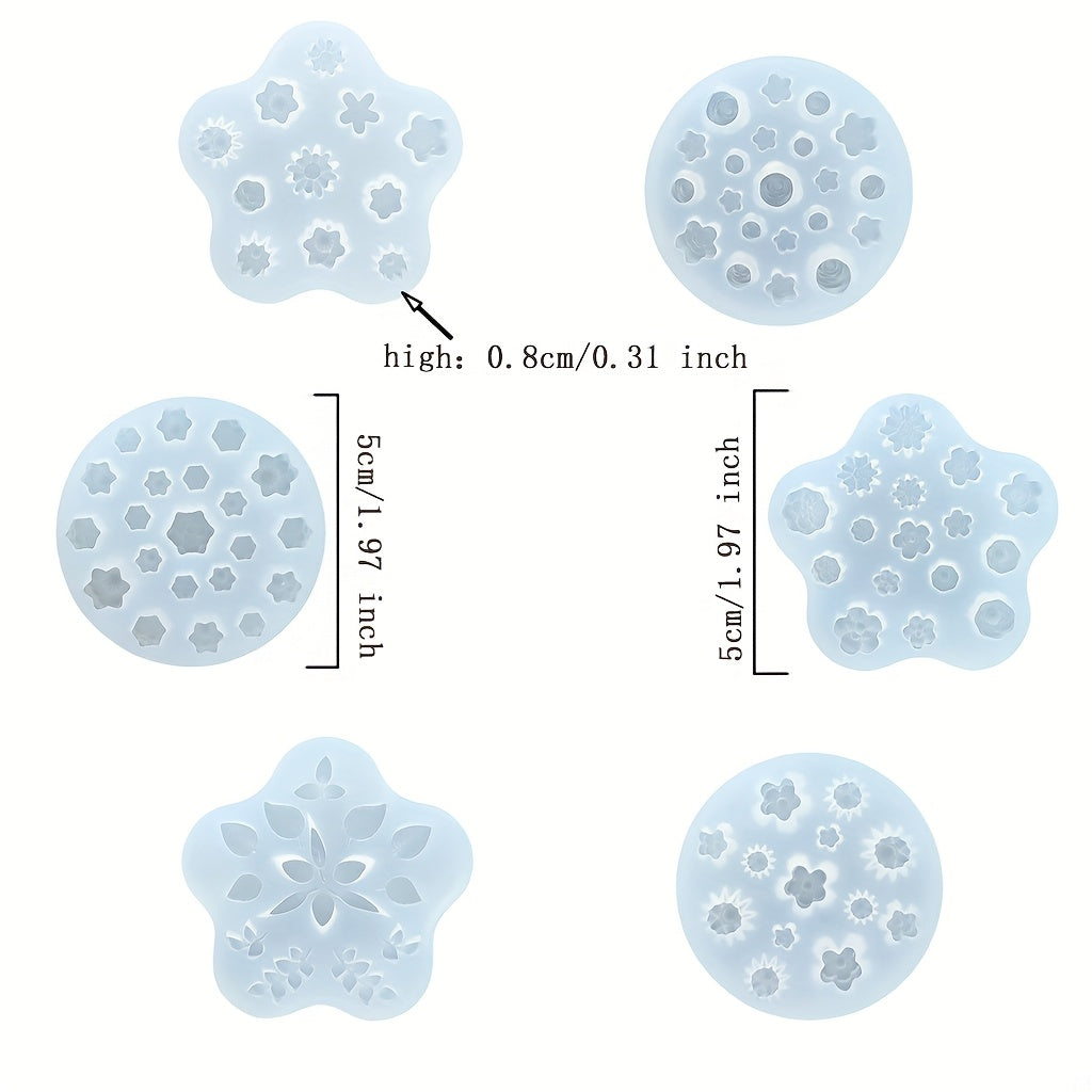 Flower Silicone Resin Molds 6-Piece Set – Jewelry Casting Molds for Earrings, Bracelets, Necklaces & Manicures, Resin Art Craft Tools for DIY Gifts