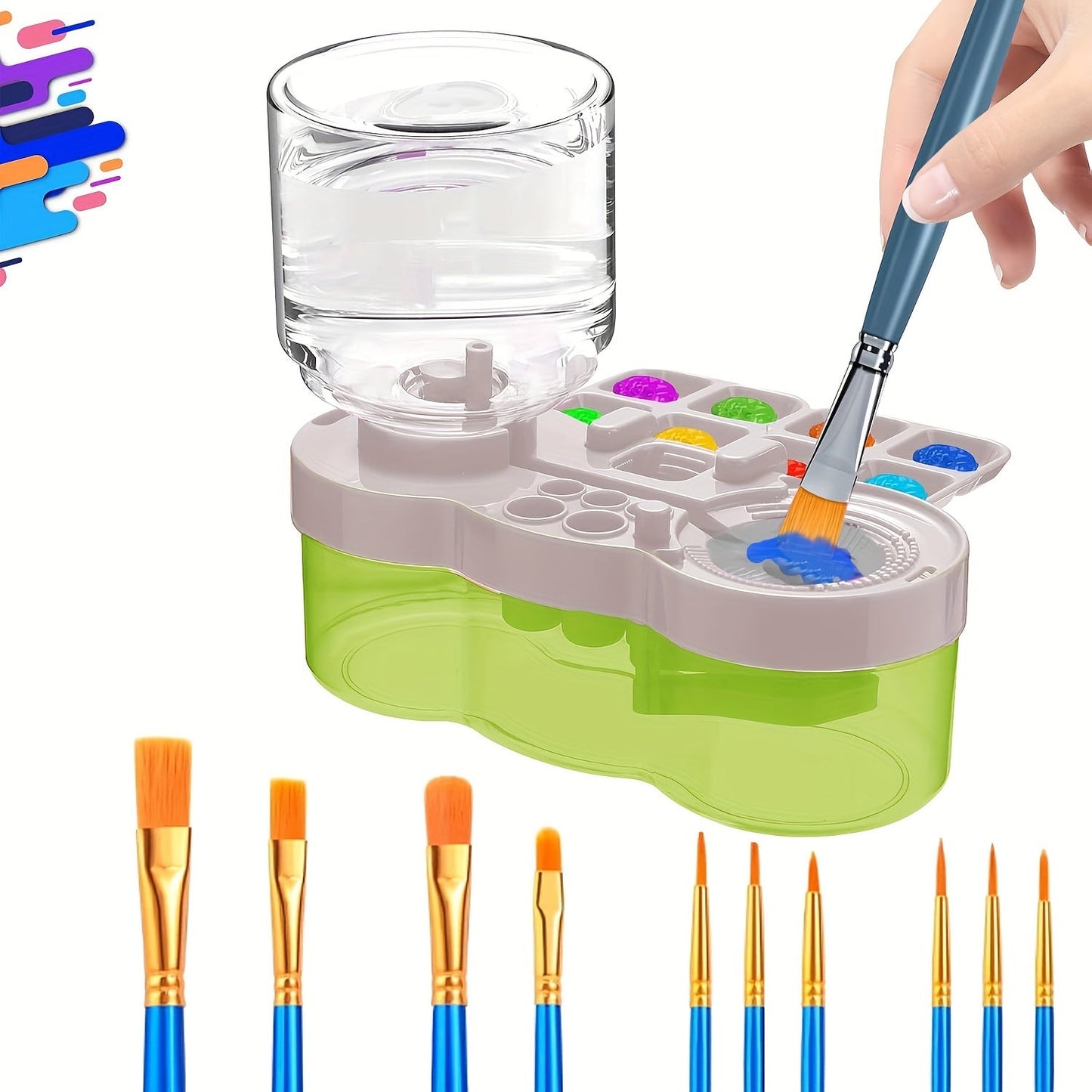 Paint Brush Cleaner 6-in-1 Upgraded with Paint Tray Drain Brush Holder Water Circulation Cleaning Tool for Acrylic Watercolor Water-Based Paints Artist Painting Supplies Blue Purple