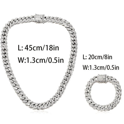 925 Sterling Silver Cuban Chain Necklace and Bracelet Set for Women 2 Piece Silver Cuba Link Jewelry Set Elegant Lightweight 11.89g Holiday Christmas Birthday Anniversary Gift