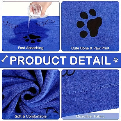 Large Pet Bath Towel for Dogs & Cats, 40x24 Inch Super Absorbent Quick Dry Microfiber Dog Towel, Soft Drying Blanket for Bathing, Grooming & Beach – Pet Supplies Gift