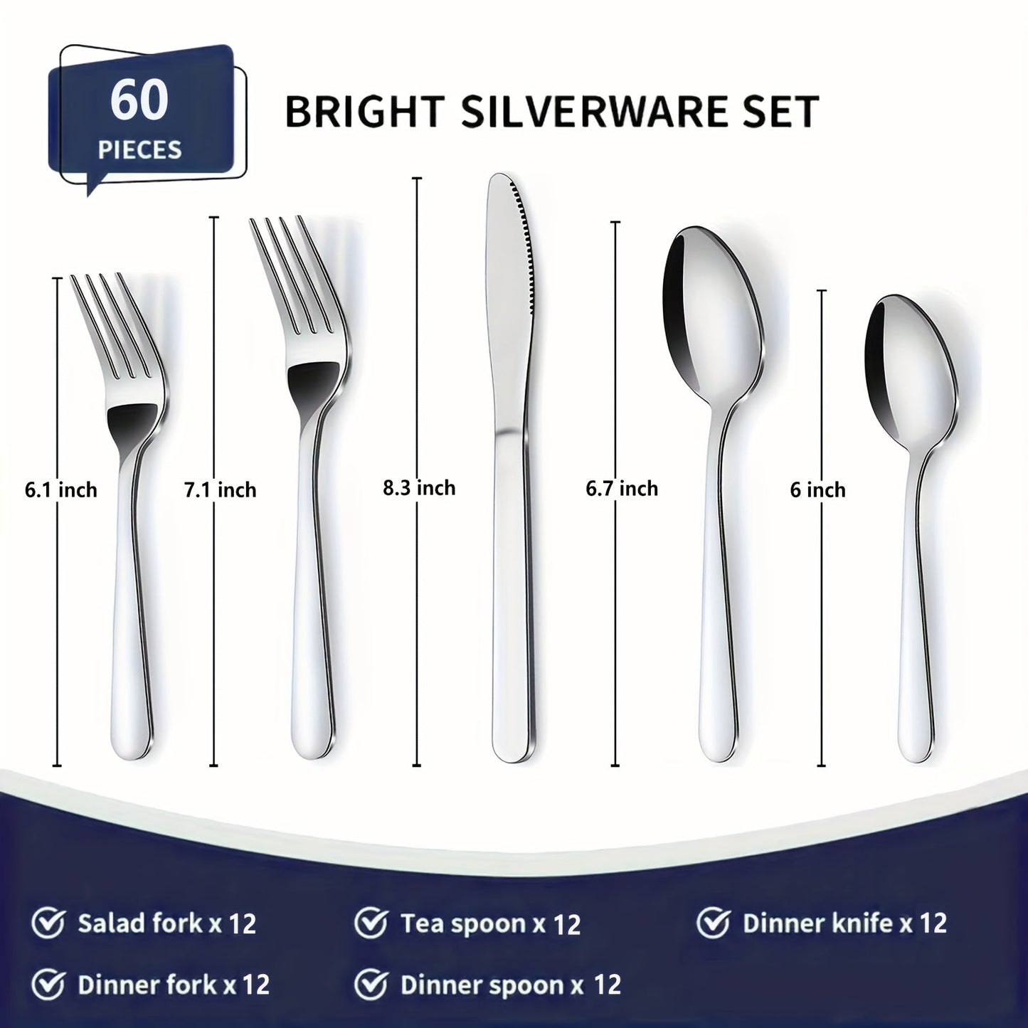 Stainless Steel Flatware Set 60/90 Piece – Silverware for 12-18 People with Gift Box, Steak Knives Salad Forks Dessert Spoons, Dishwasher Safe, for Home Wedding Camping Party Halloween