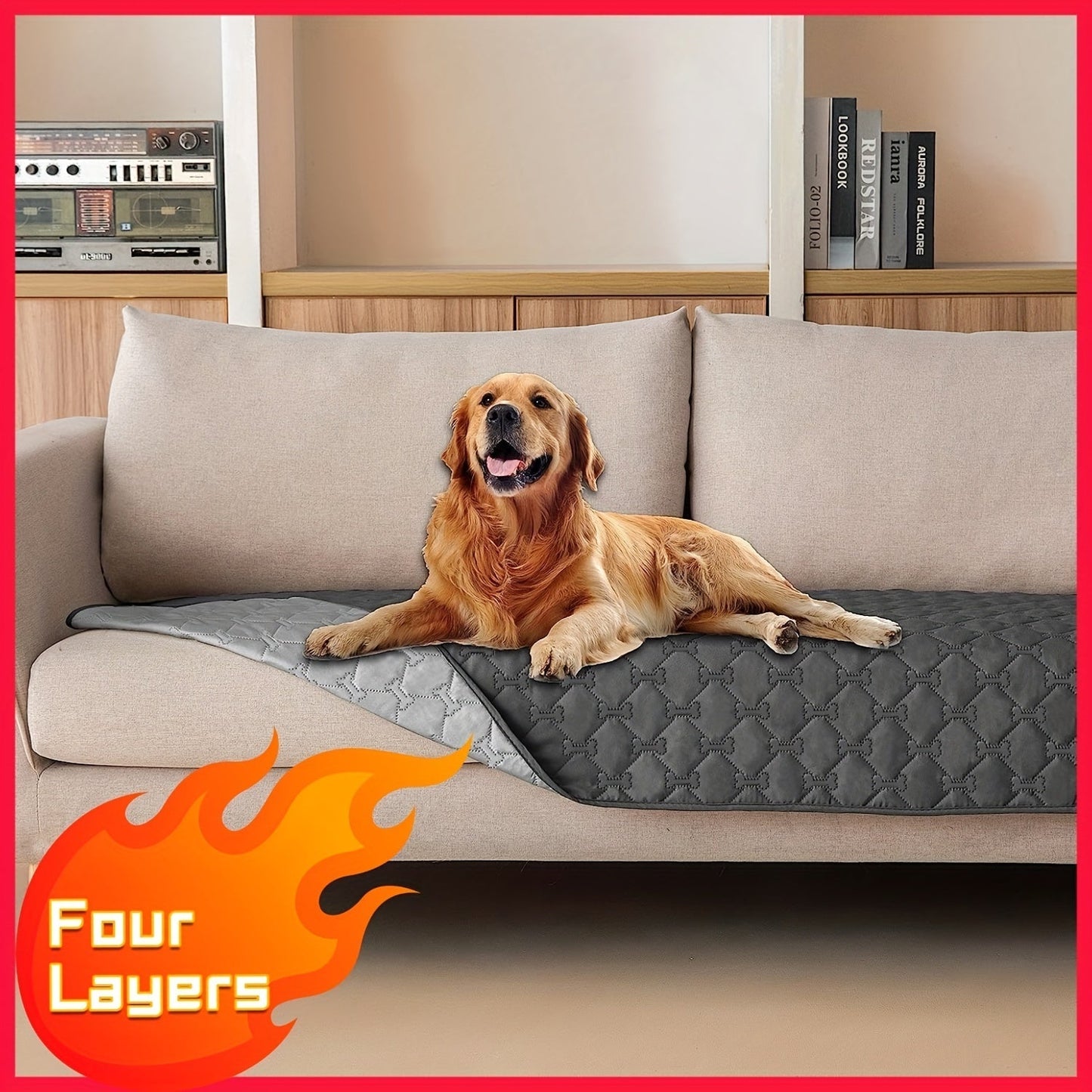 Reversible Waterproof Dog Blanket Extra Large - Double-Sided Pet Bed Cover with Bone Pattern, Machine Washable Sofa Protector for Small Medium Large Dogs and Cats, Indoor Outdoor Use