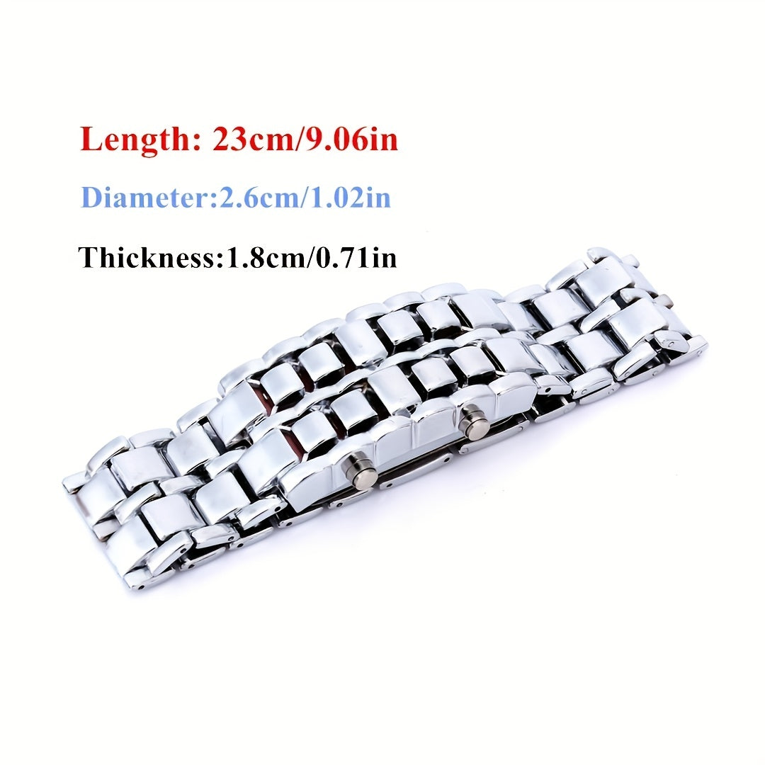 Lava LED Digital Watch for Men Women Teens – Cool Stainless Steel Couple Wristwatch, Blue & Red LED Light, Outdoor Casual Style, 3 Colors, Gift for Students