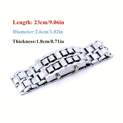Lava LED Digital Watch for Men Women Teens – Cool Stainless Steel Couple Wristwatch, Blue & Red LED Light, Outdoor Casual Style, 3 Colors, Gift for Students