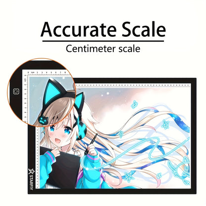 LED Tracing Light Pad Board A2 A3 A4, Dual Light Bar Ultra-Thin Copy Table with 3-Speed Dimming & Eye-Caring No-Grid Surface for Diamond Painting, Sketching & Drawing