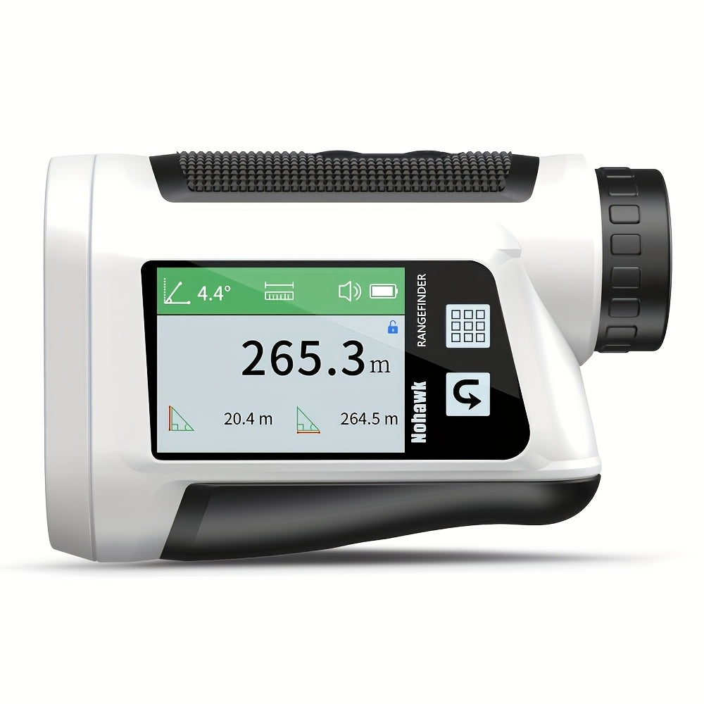 Nohawk 1000 Yard Laser Rangefinder with Side Color Display USB Rechargeable English Voice Broadcast Slope Compensation Vibration Alerts 9 Modes M Yard Ft for Golf Hunting Disc Golf Black White