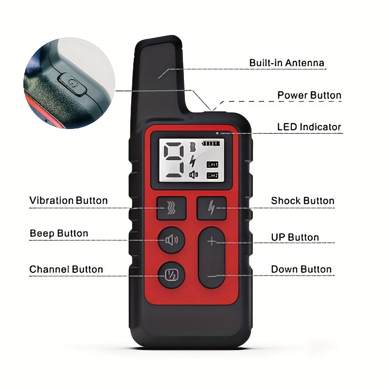 9-Level Remote Dog Training Collar – Rechargeable E-Collar with Shock, Vibration & Tone Modes, 500M Range, Adjustable for Small Medium Large Dogs, Safe Electronic Bark Control