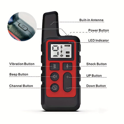 9-Level Remote Dog Training Collar – Rechargeable E-Collar with Shock, Vibration & Tone Modes, 500M Range, Adjustable for Small Medium Large Dogs, Safe Electronic Bark Control