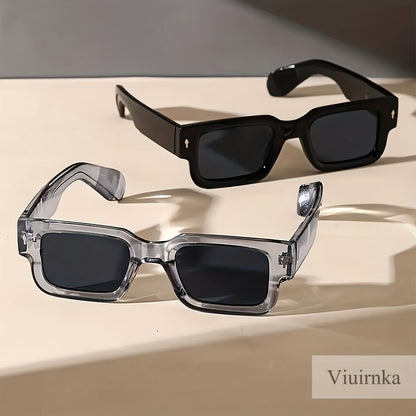 Chunky Square Retro Fashion Glasses 2-Pack - Bold Thick Frame UV400 Eyewear for Men Women, Nightlife Parties, Raves, Festivals, Halloween Costumes & Everyday Statement Look