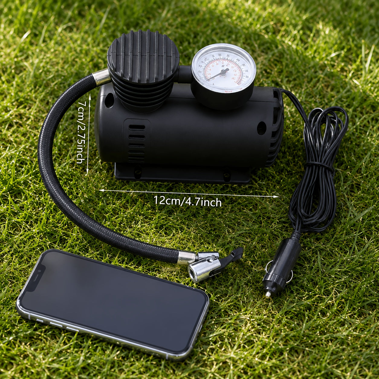 12V 300 PSI Compact Air Compressor Pump – Portable Car Tire Inflator for Cars, Bikes, Motorcycles & Balls, Plugs into Car Cigarette Lighter, No Battery Needed | Velora