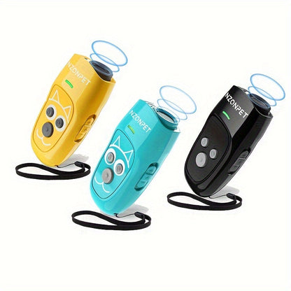 Ultrasonic Anti Barking Device 3-in-1 Dog Bark Control - 3 Frequency Sonic Dog Trainer with LED Light and Wrist Strap, 16.4Ft Range Rechargeable Bark Deterrent for Indoor and Outdoor Use