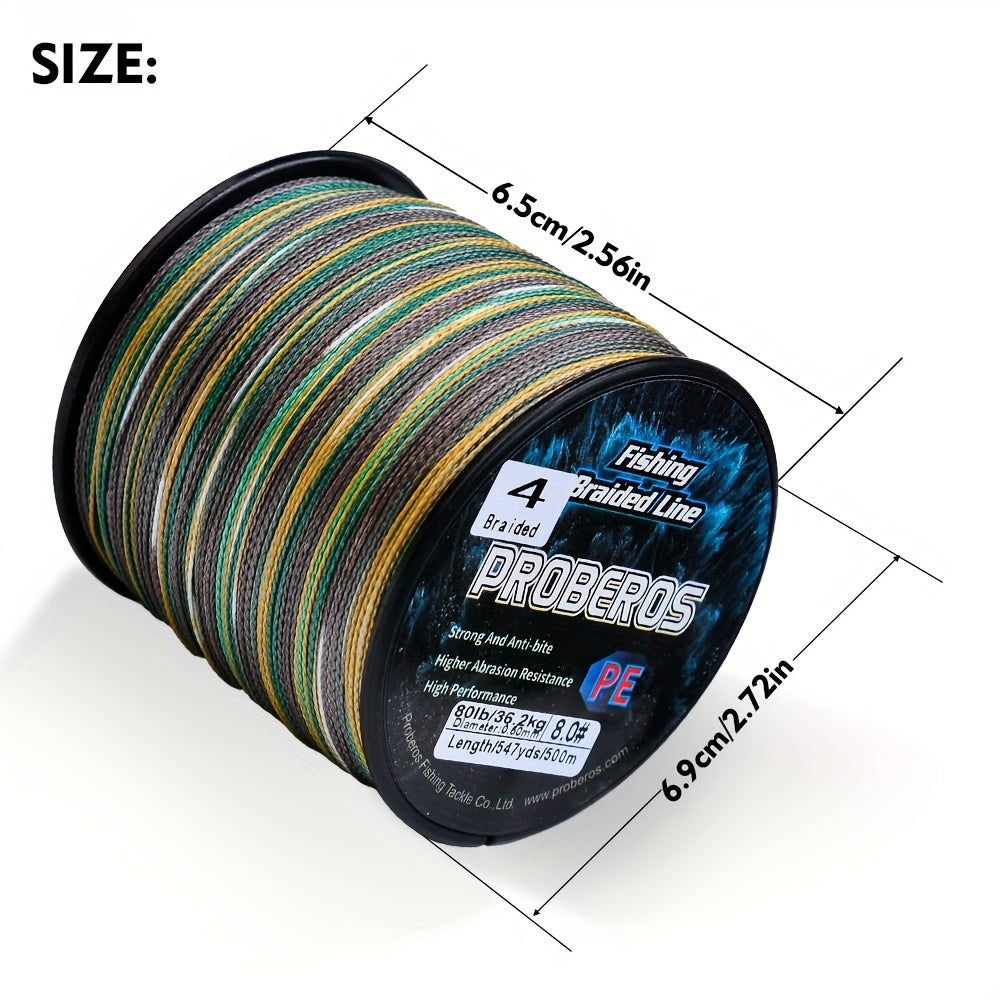 Braided Fishing Line 500M 547 Yards 4 Strand Superline Abrasion Resistant Zero Stretch 6LB-80LB Test Super Strong Multicolor Fishing Line for Saltwater Freshwater