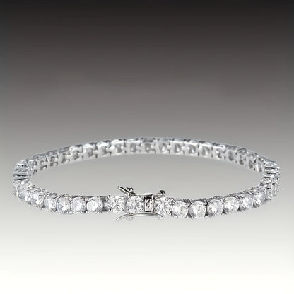 925 Sterling Silver Tennis Bracelet with Lab-Grown Cubic Zirconia – Round Cut, Unisex for Women & Men, 5 Sizes 6.5 to 8.5 Inch – Elegant Jewelry Gift